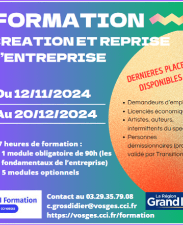 La CCI des Vosges organise à nouveau une formation à la création ou à la reprise d’entreprise
